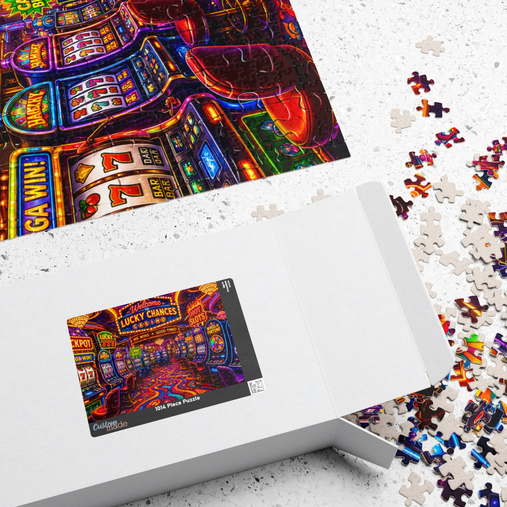 Neon Casino Arcade Scene Puzzle 1014-Piece | Vegas Slots Jigsaw