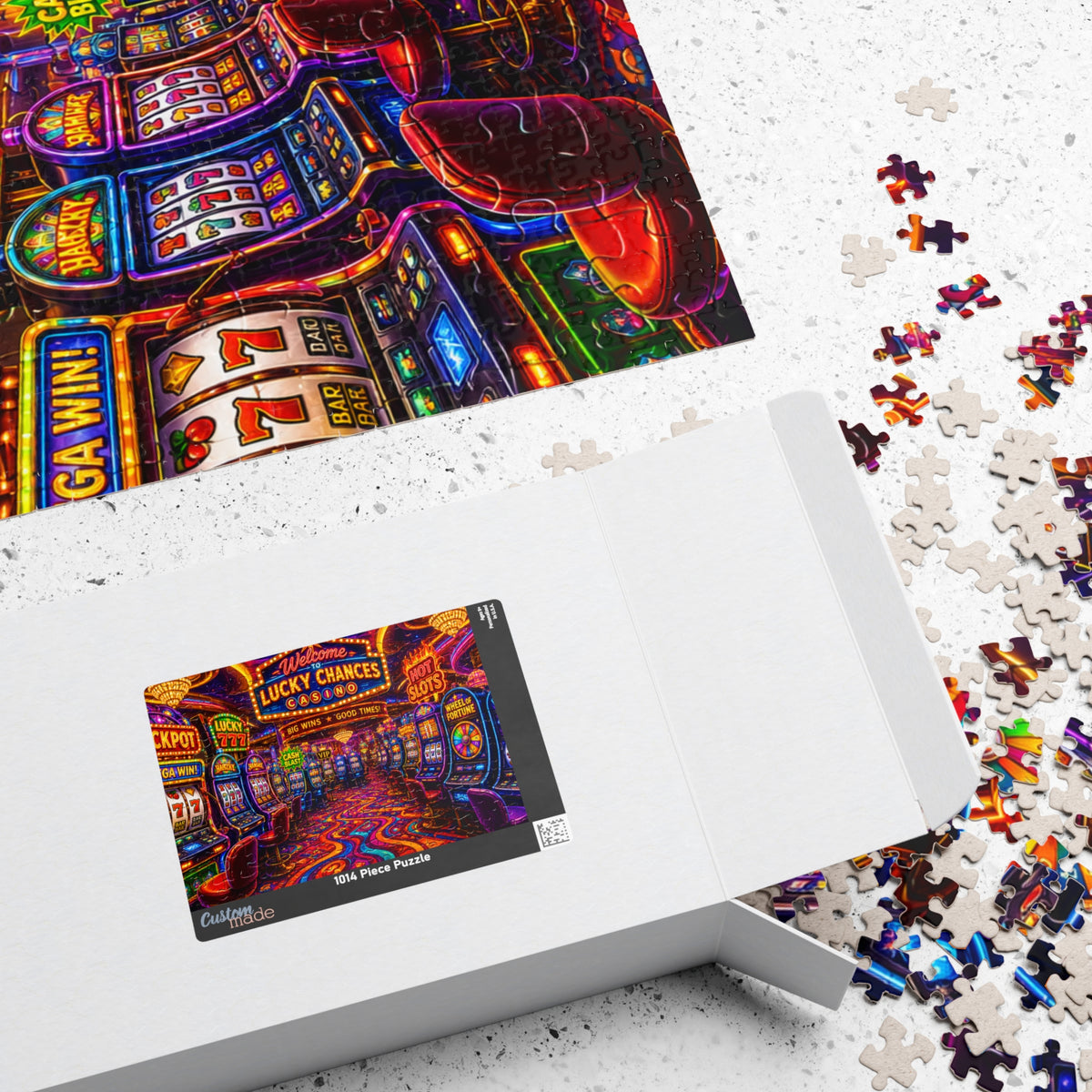 Neon Casino Arcade Scene Puzzle 1014-Piece | Vegas Slots Jigsaw
