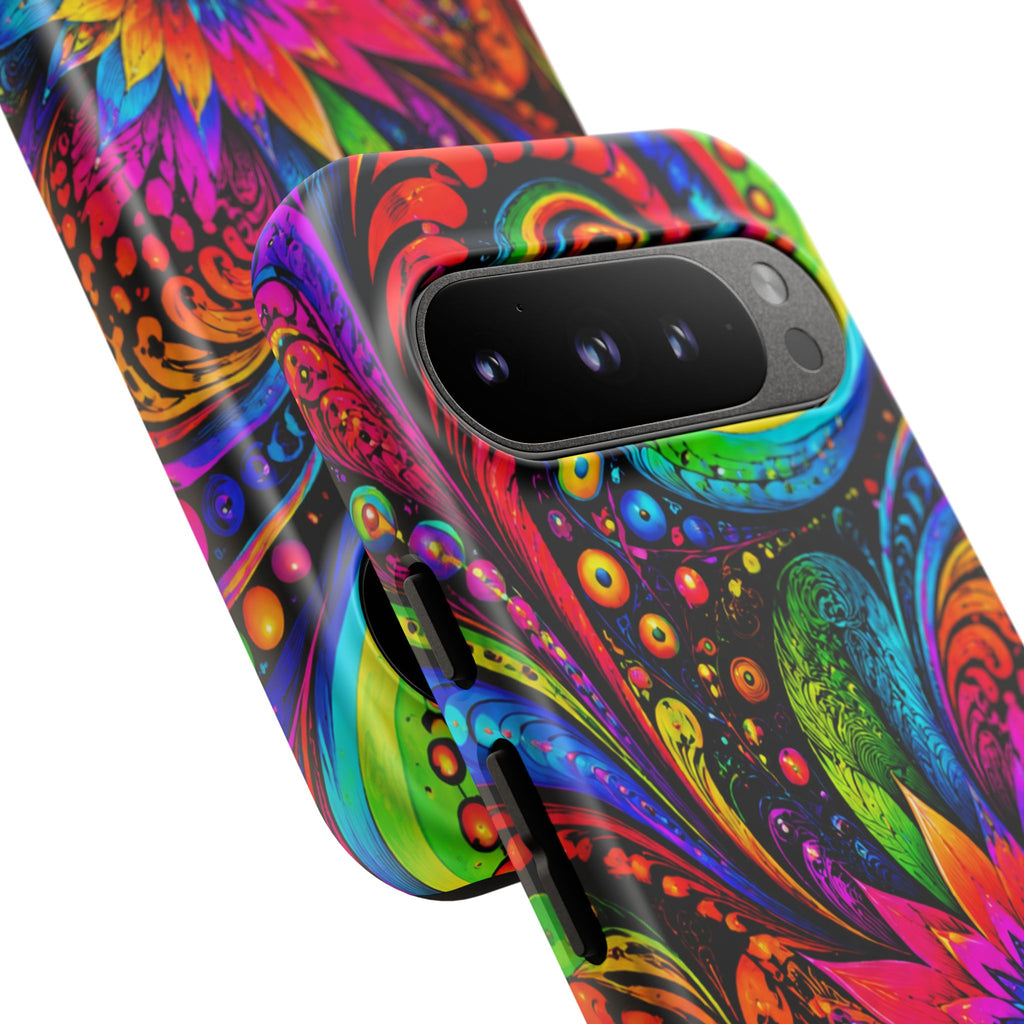 Psychedelic Floral Phone Case — Vibrant Swirl Tough Protective Cover