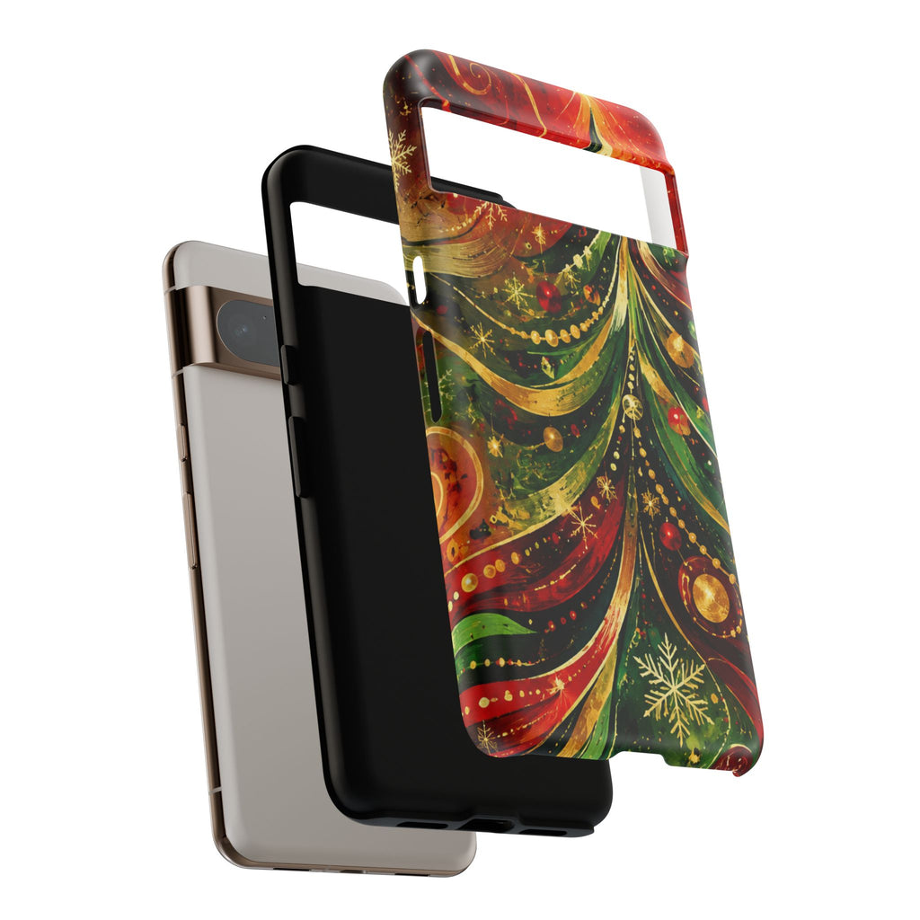 Christmas Tree Tough Phone Case — Festive Red & Green Holiday Phone Cover