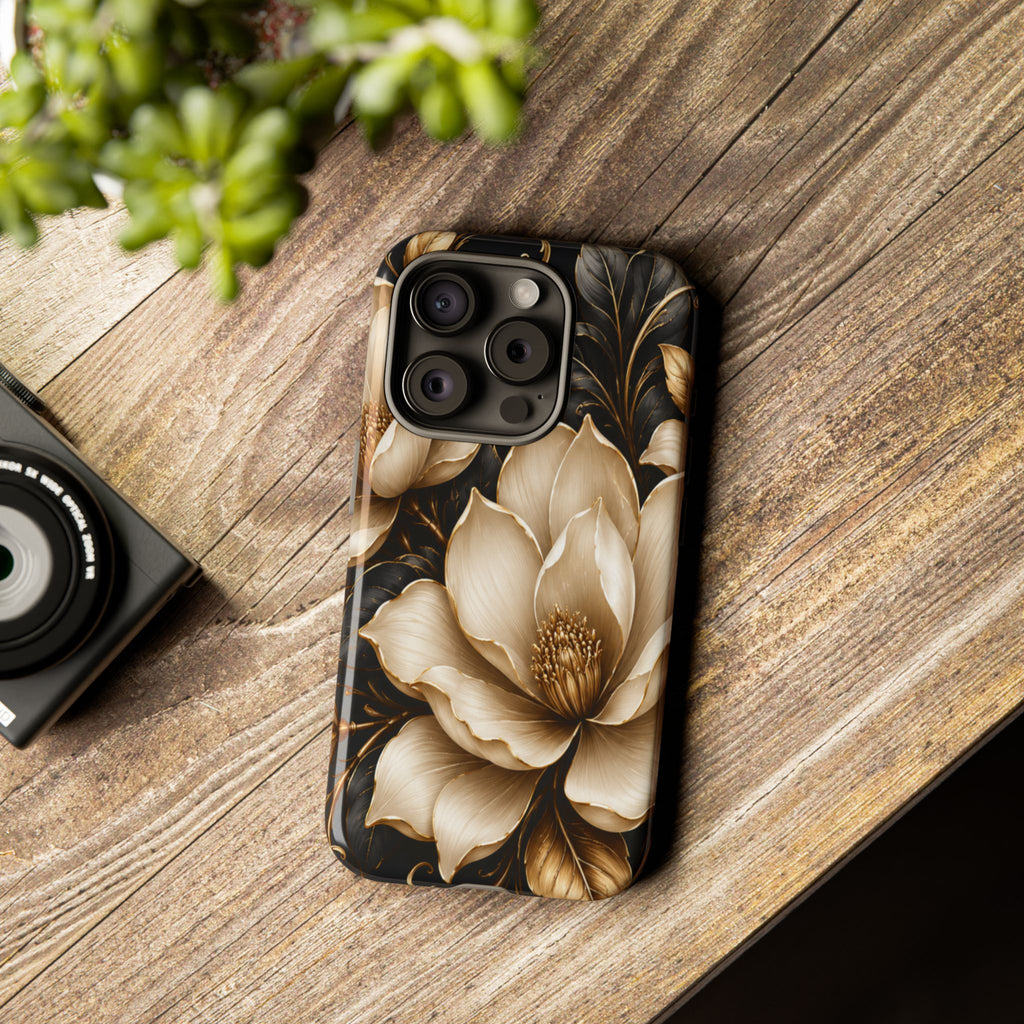 Floral Tough Case — Elegant Gold Magnolia Phone Case