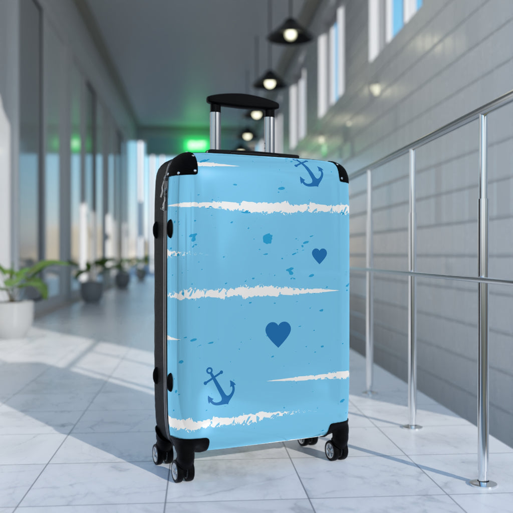 Nautical Heart Carry-On Suitcase — Blue Anchor Travel Luggage