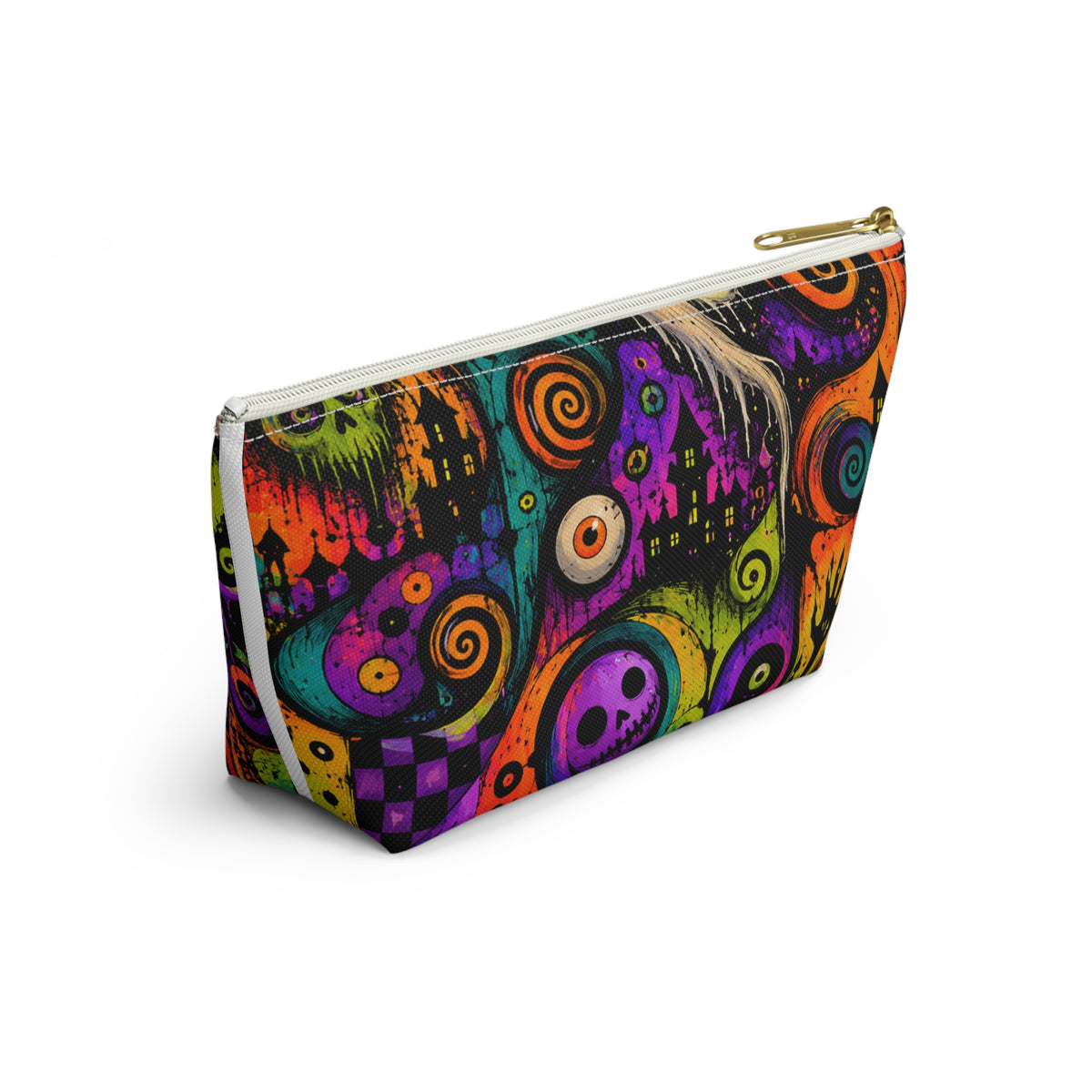 Neon Spooky Halloween Faces Accessory Pouch