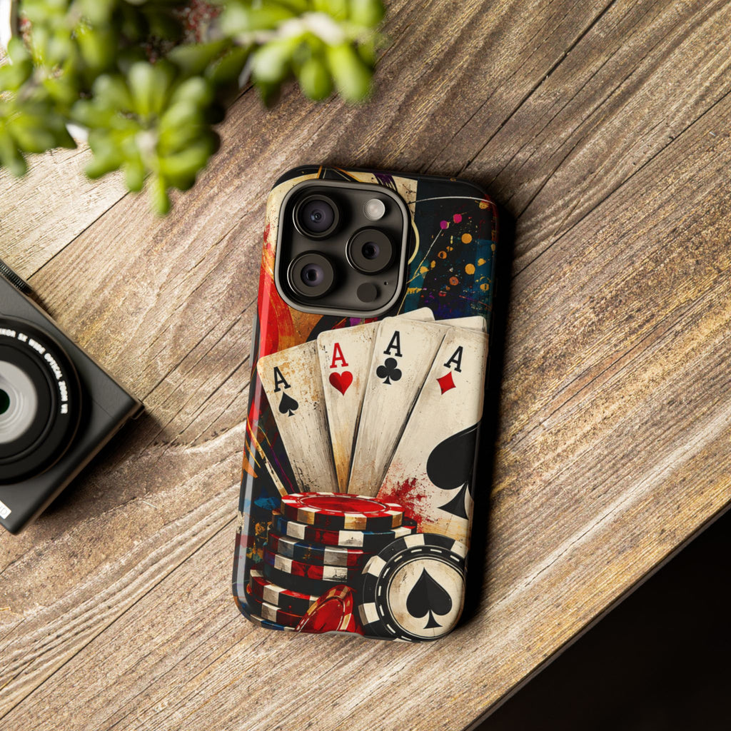 Casino Poker Ace Phone Case — Vintage Playing Cards & Chips Protective Cover