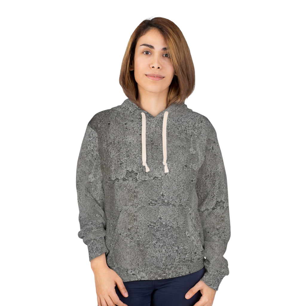 Concrete Texture Hoodie — Industrial Grey All-Over Print Pullover