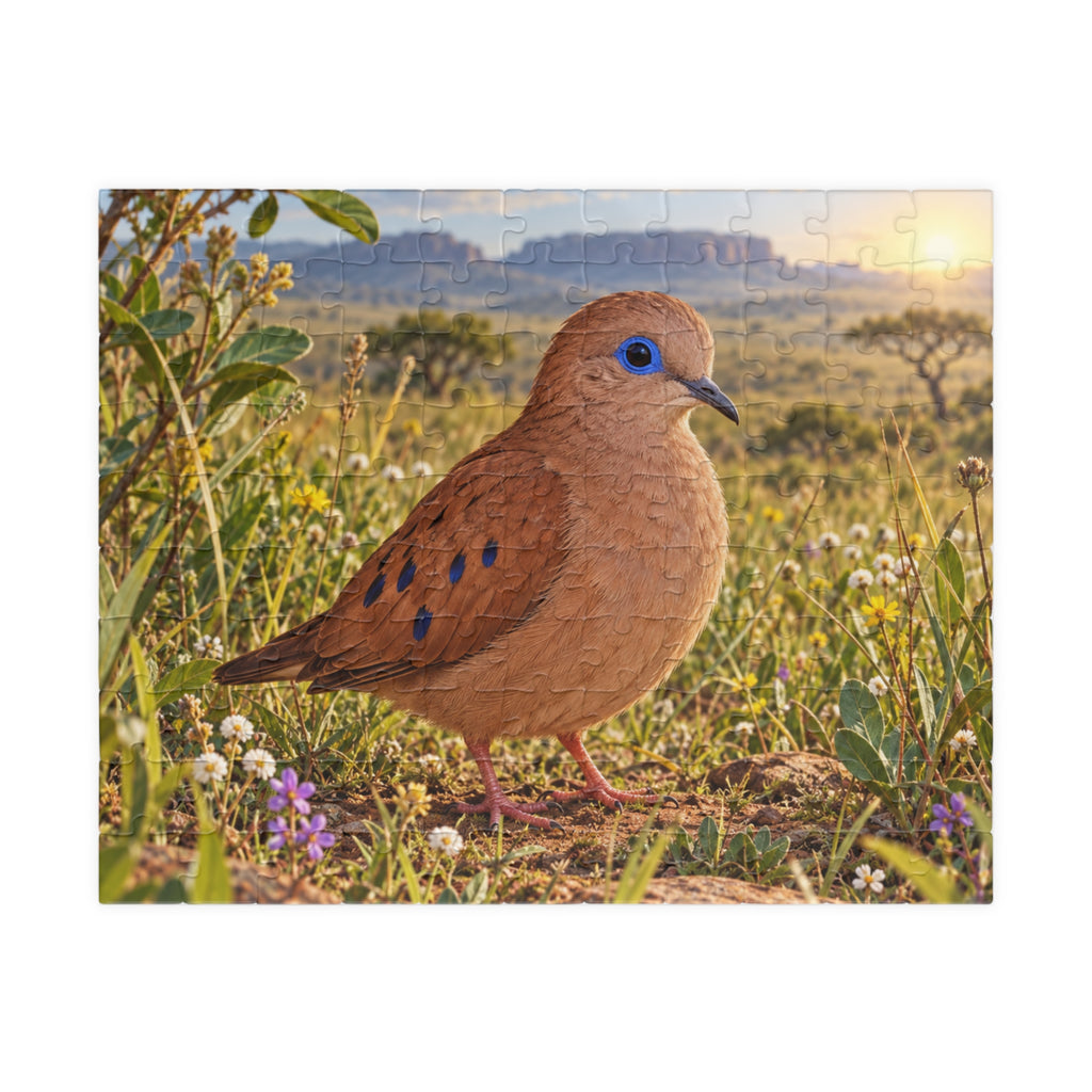 Blue Eyed Ground Dove Meadow Jigsaw Puzzle — Scenic Bird Illustration (110–1014 pcs)