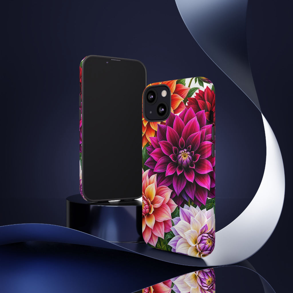 Floral Dahlia Tough Phone Case — Vibrant Protective Floral Phone Cover