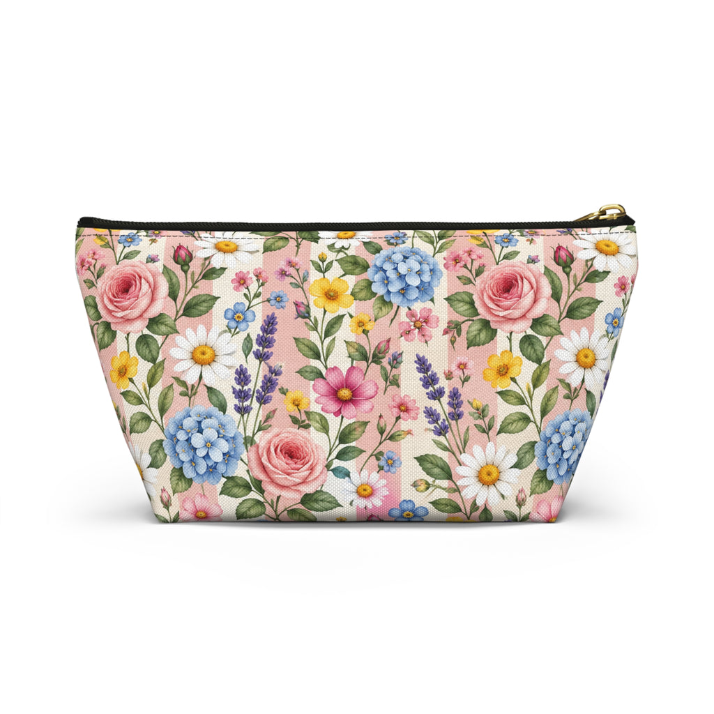 Floral Garden Accessory Pouch — Pink Wildflower Makeup Bag