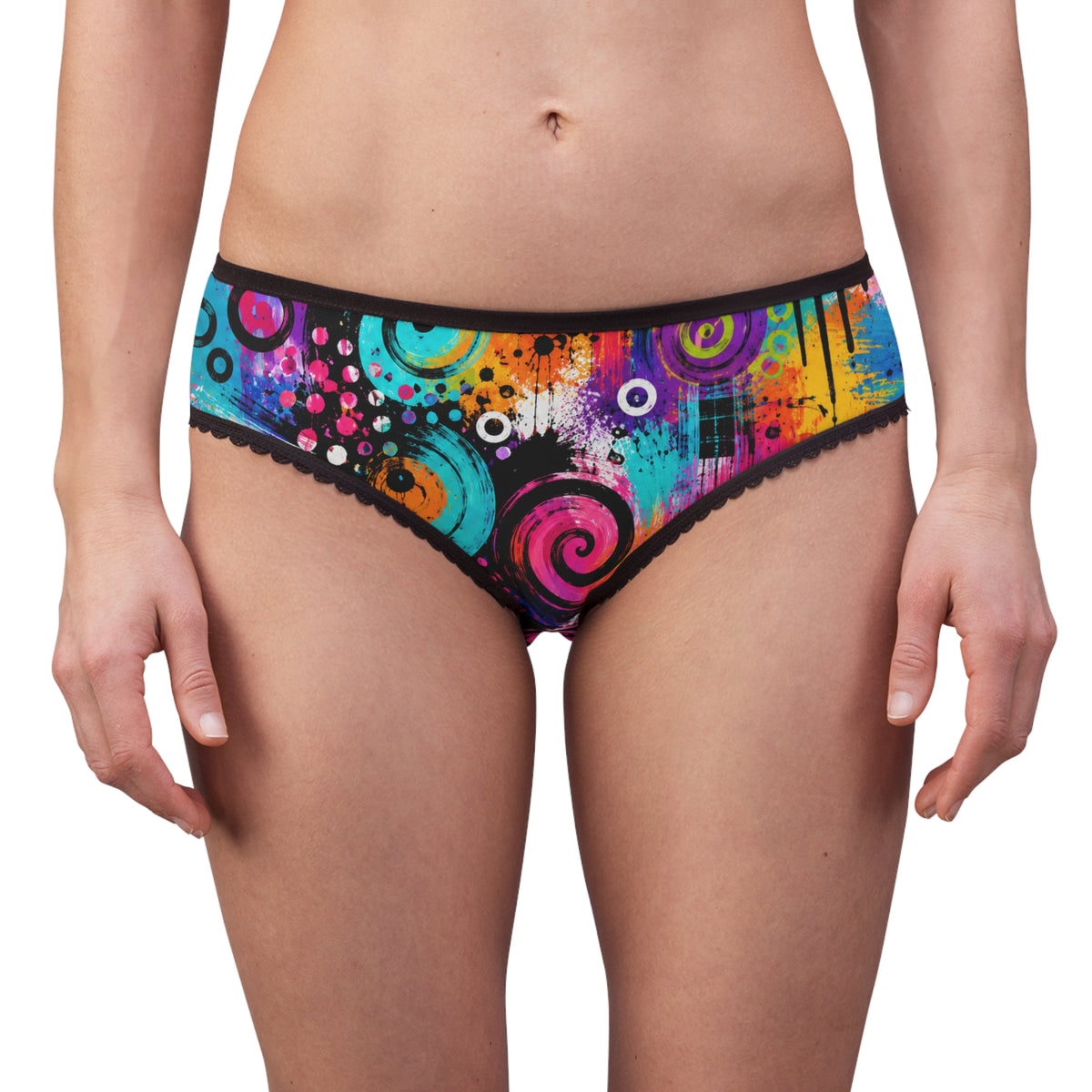 Women's Colorful Abstract Spiral Briefs — Vibrant All-Over Print Underwear