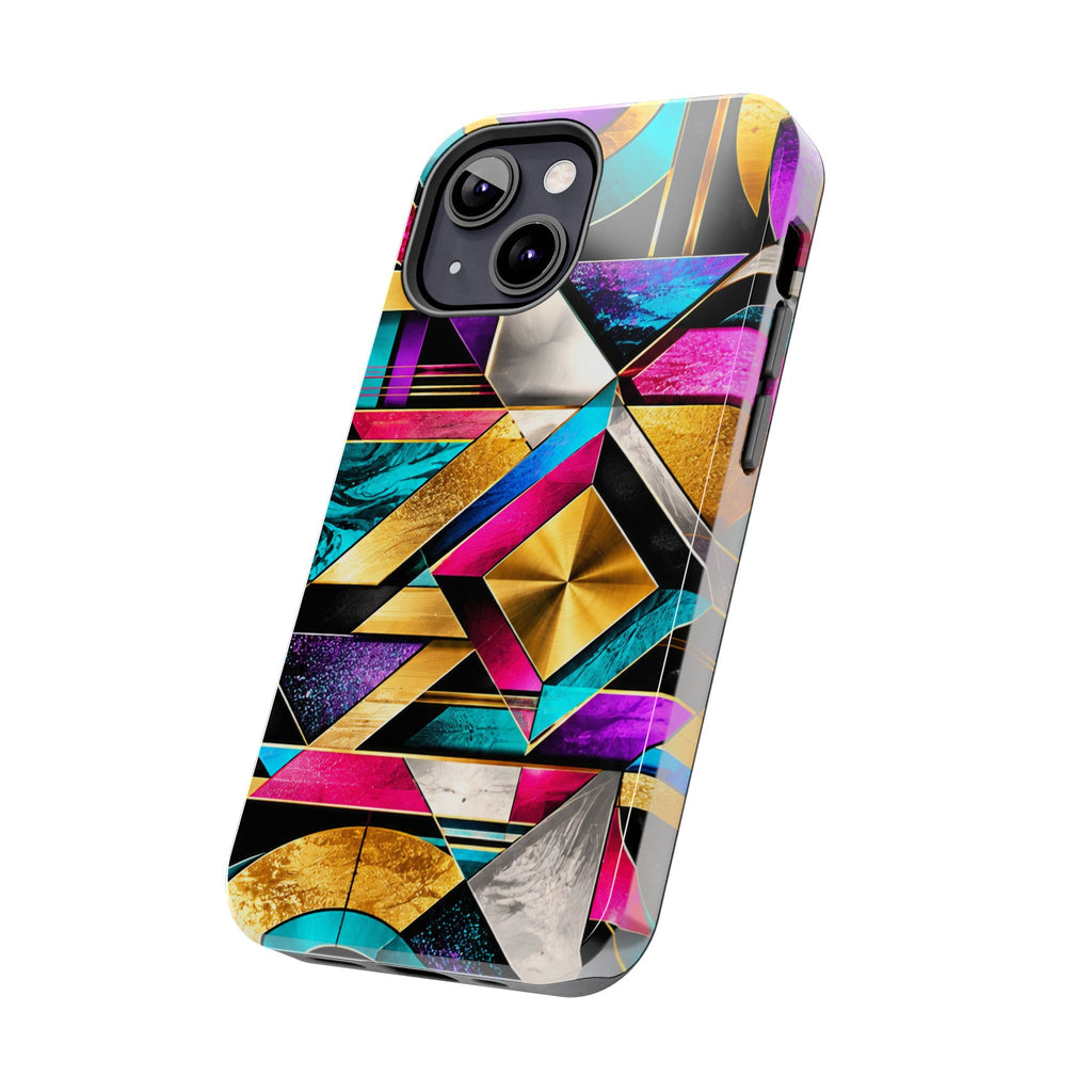 Geometric Art Deco Tough Phone Case — Vibrant Gold, Teal & Magenta Pattern