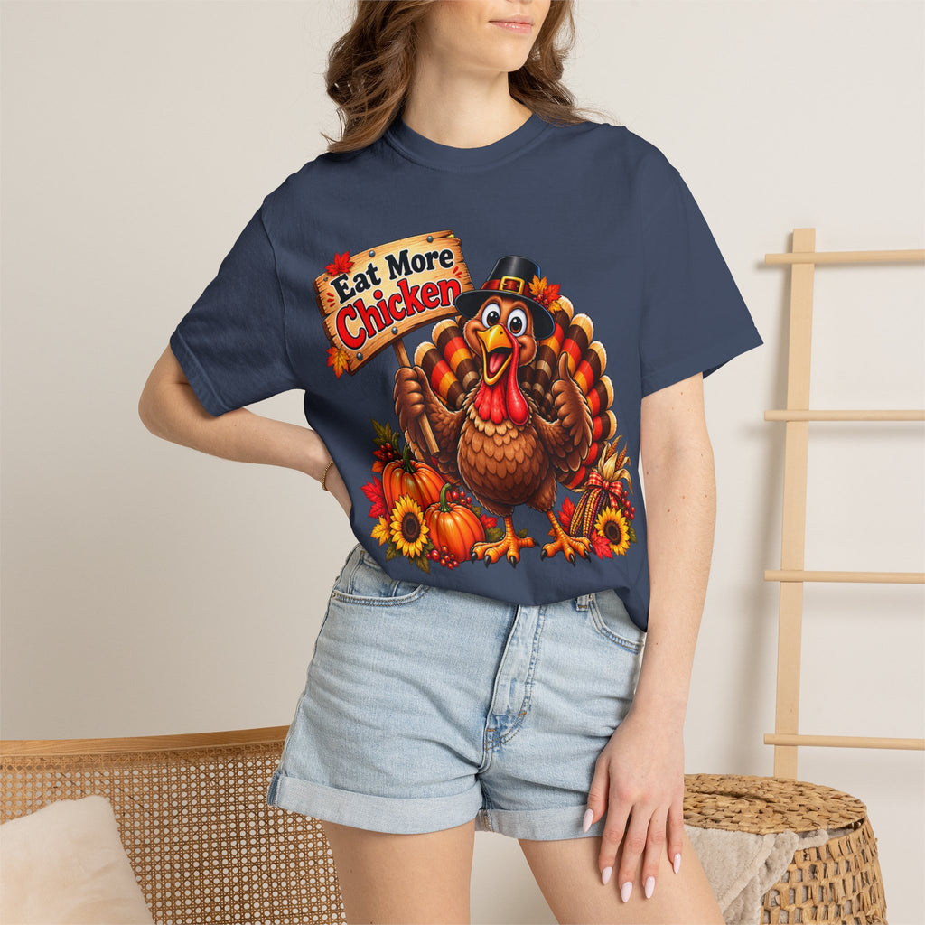 Thanksgiving 'Eat More Chicken' Turkey Tee — Funny Holiday Turkey T-Shirt
