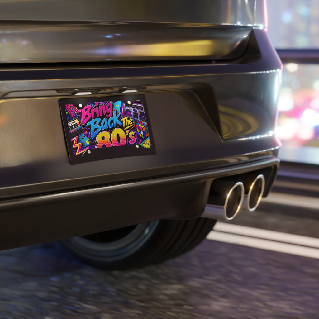 Bring Back the 80s Vanity Plate | Retro Boombox Rubik's Cube License Plate