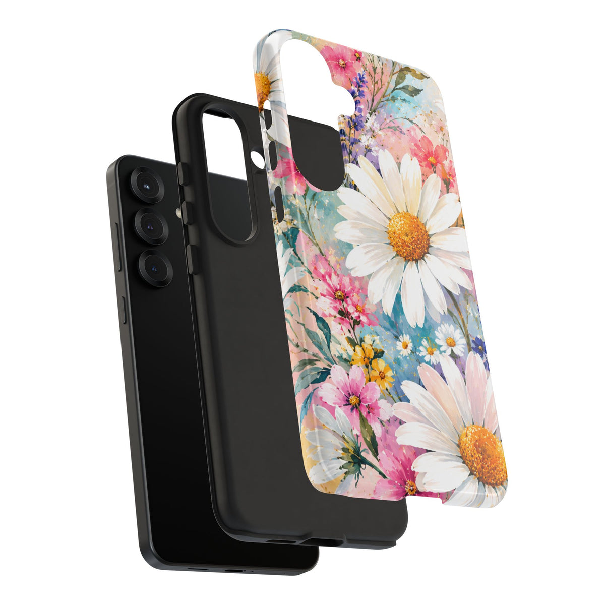 Floral Daisy Phone Case — Watercolor Daisies Protective Tough Case