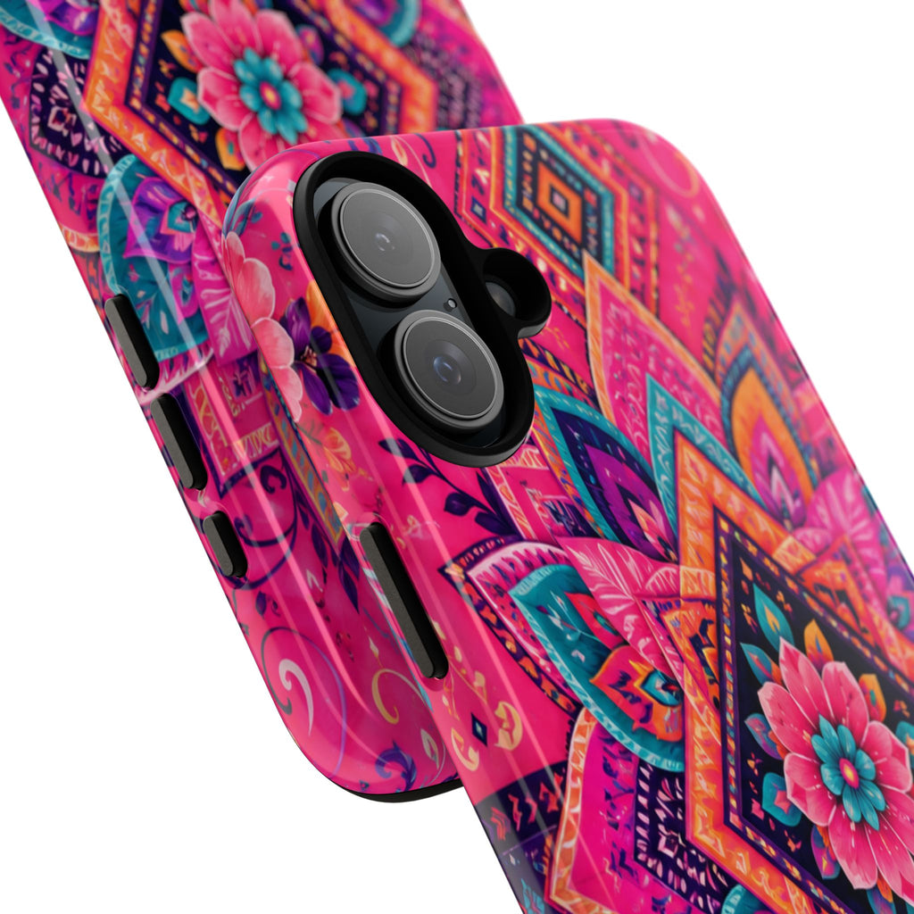 Floral Mandala Tough Phone Case — Pink Boho Protective Cover