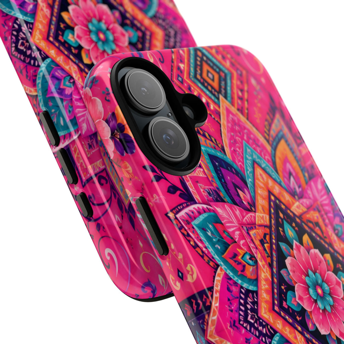 Floral Mandala Tough Phone Case — Pink Boho Protective Cover