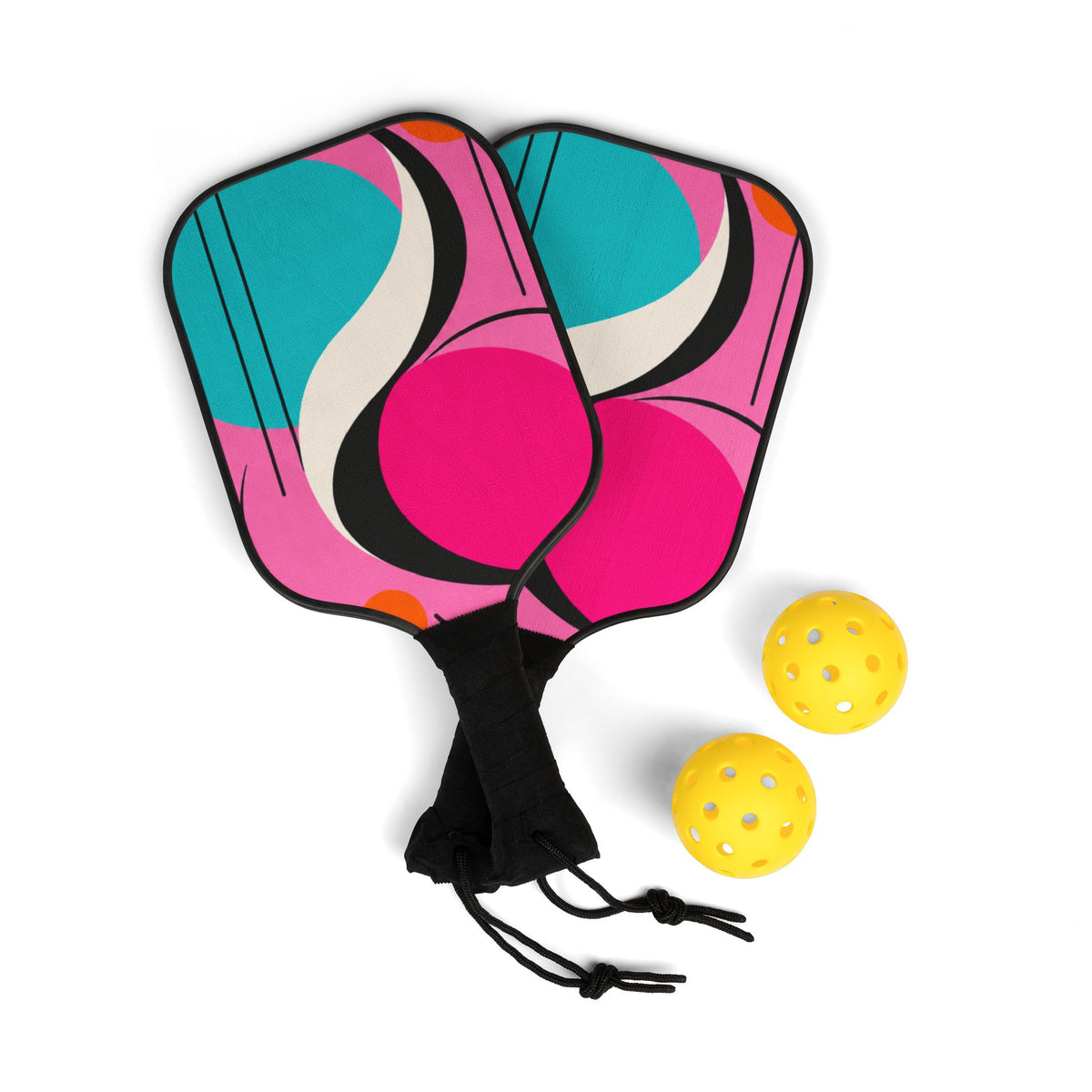 Pickleball Paddles Set – Retro Pink & Teal Pickleball Kit (2 Paddles + 2 Balls)