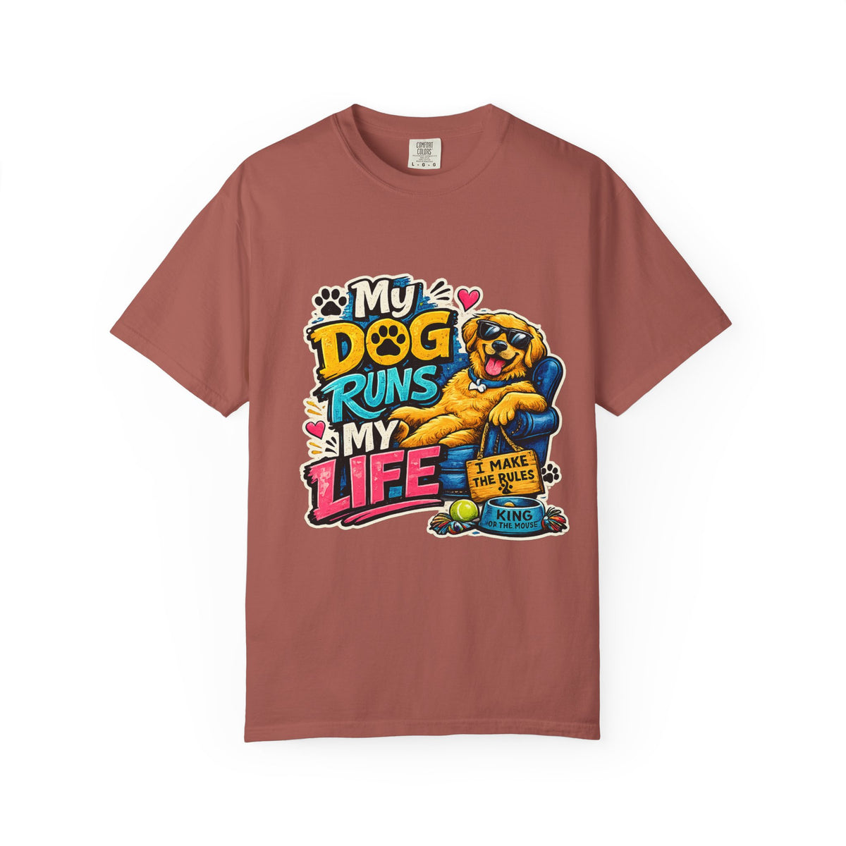 My Dog Runs My Life T-shirt | Funny Dog Lover Tee
