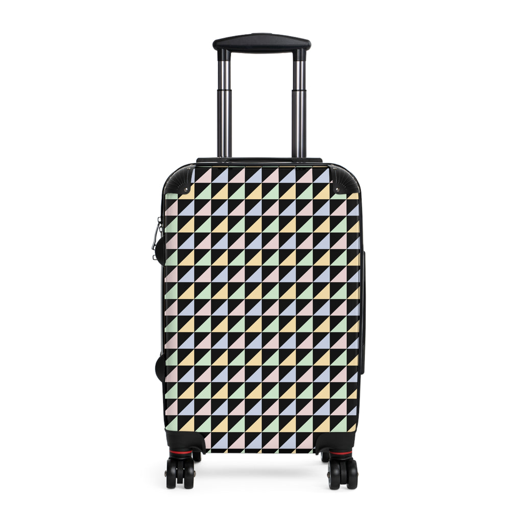 Geometric Pastel Triangle Carry-On Suitcase — Lightweight Patterned Travel Luggage