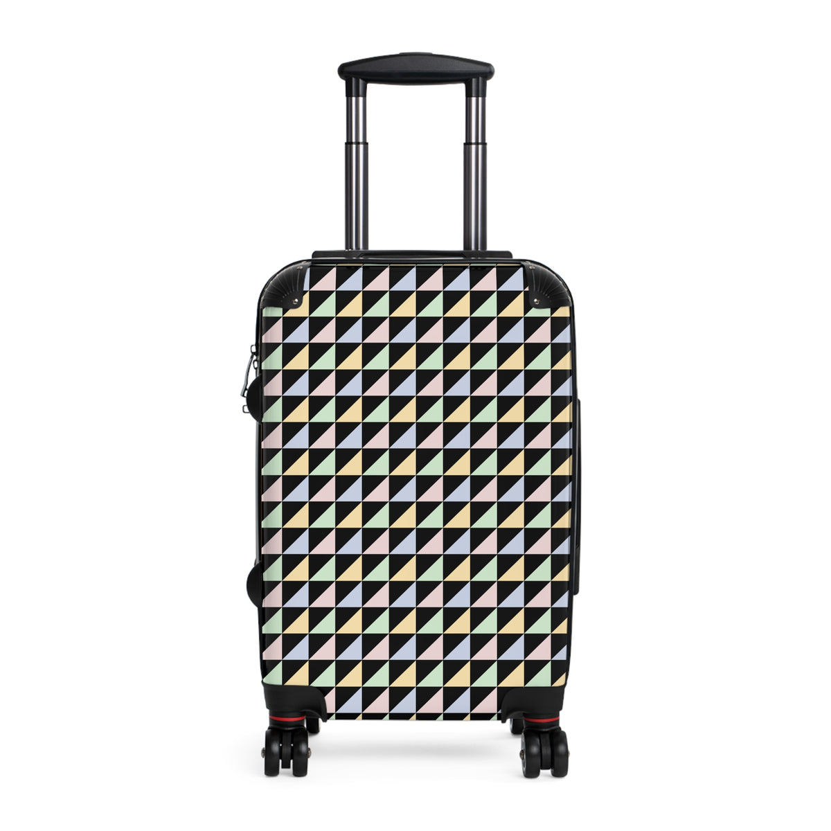Geometric Pastel Triangle Carry-On Suitcase — Lightweight Patterned Travel Luggage