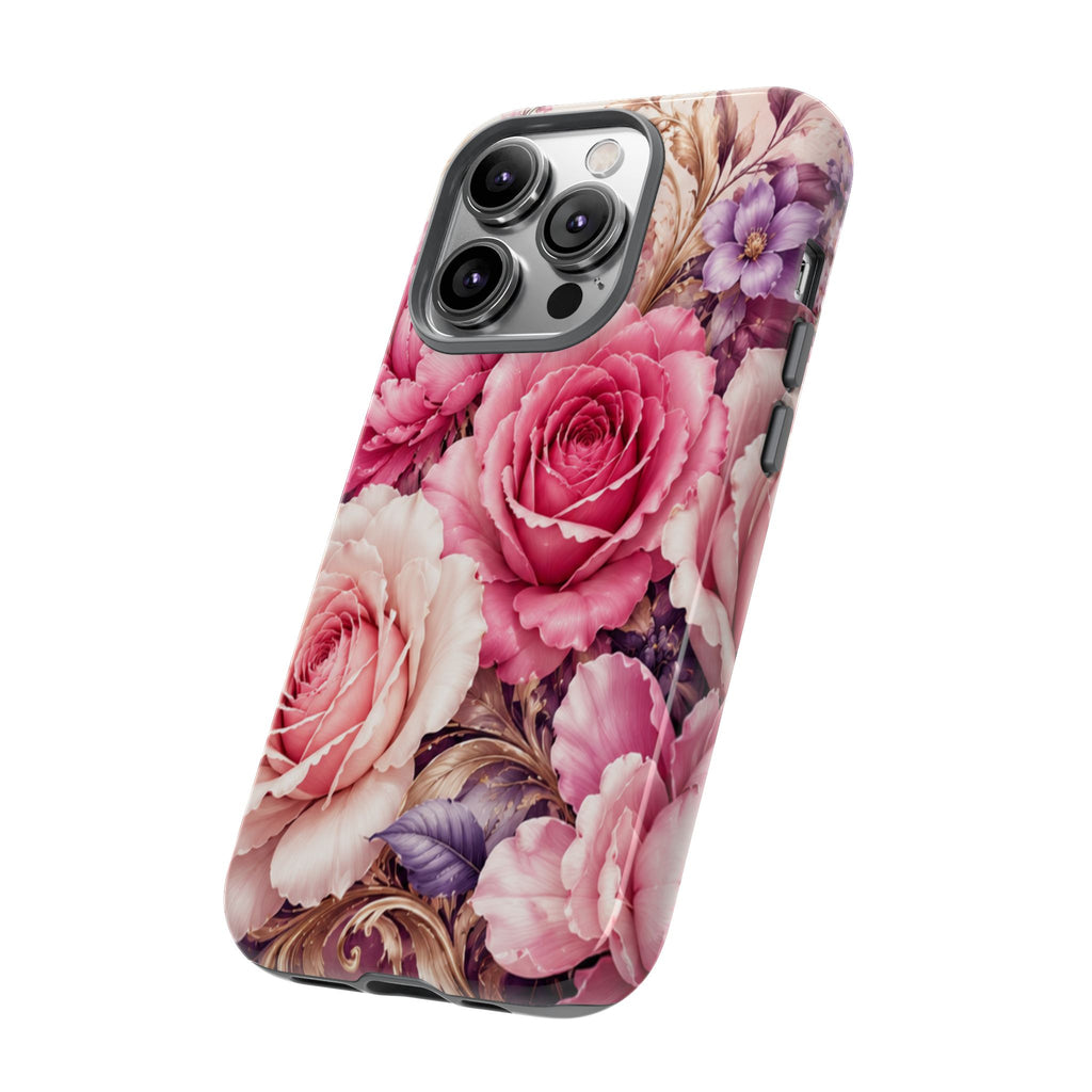Pink Vintage Roses phone case | floral iPhone cover