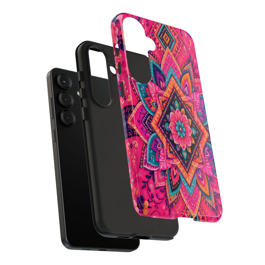 Floral Mandala Tough Phone Case — Pink Boho Protective Cover