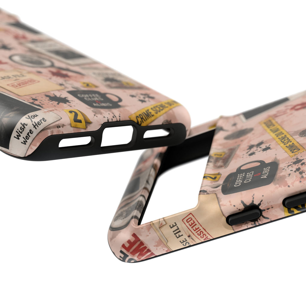 True Crime Pattern Phone Case – Detective Evidence, Crime Scene Tape & 'True Crime' Design