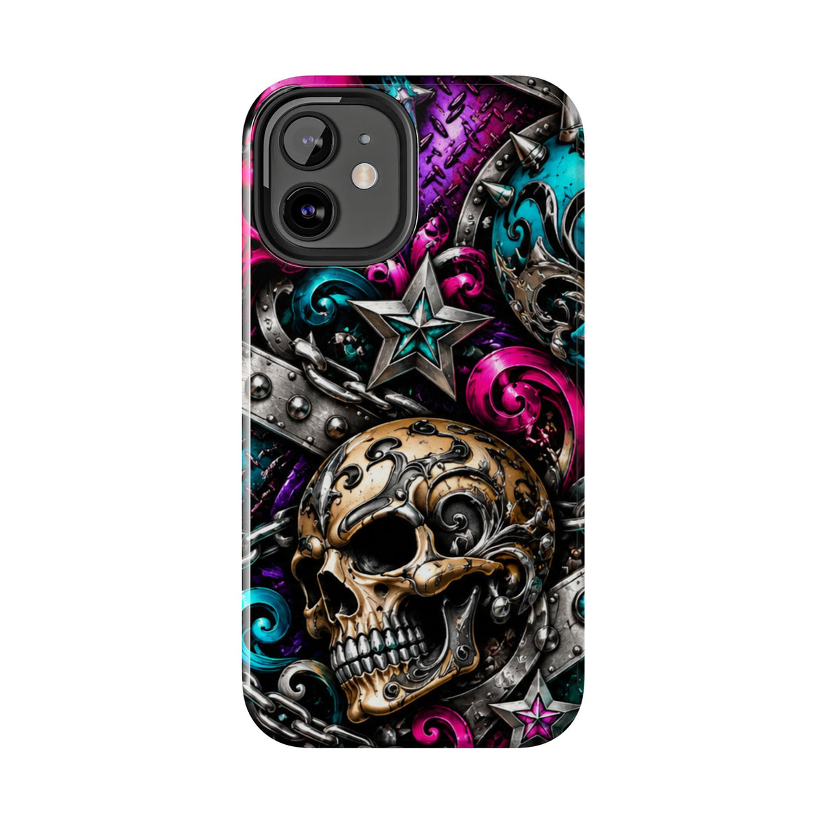 Skull & Stars Tough Phone Case | Colorful Gothic Skull Phone Case