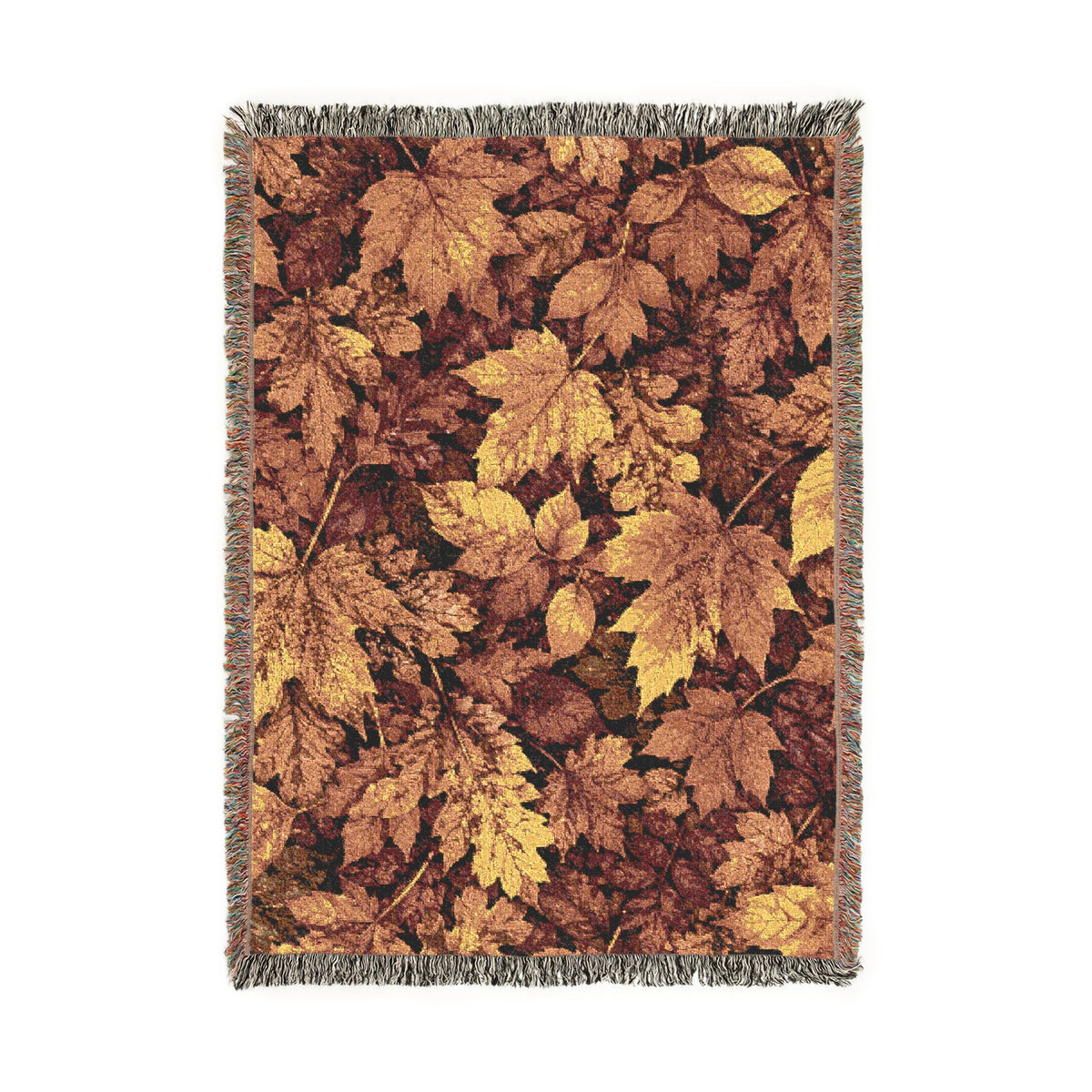 Autumn Leaves Woven Blanket – Cozy Fall Throw with Rustic Leaf Pattern