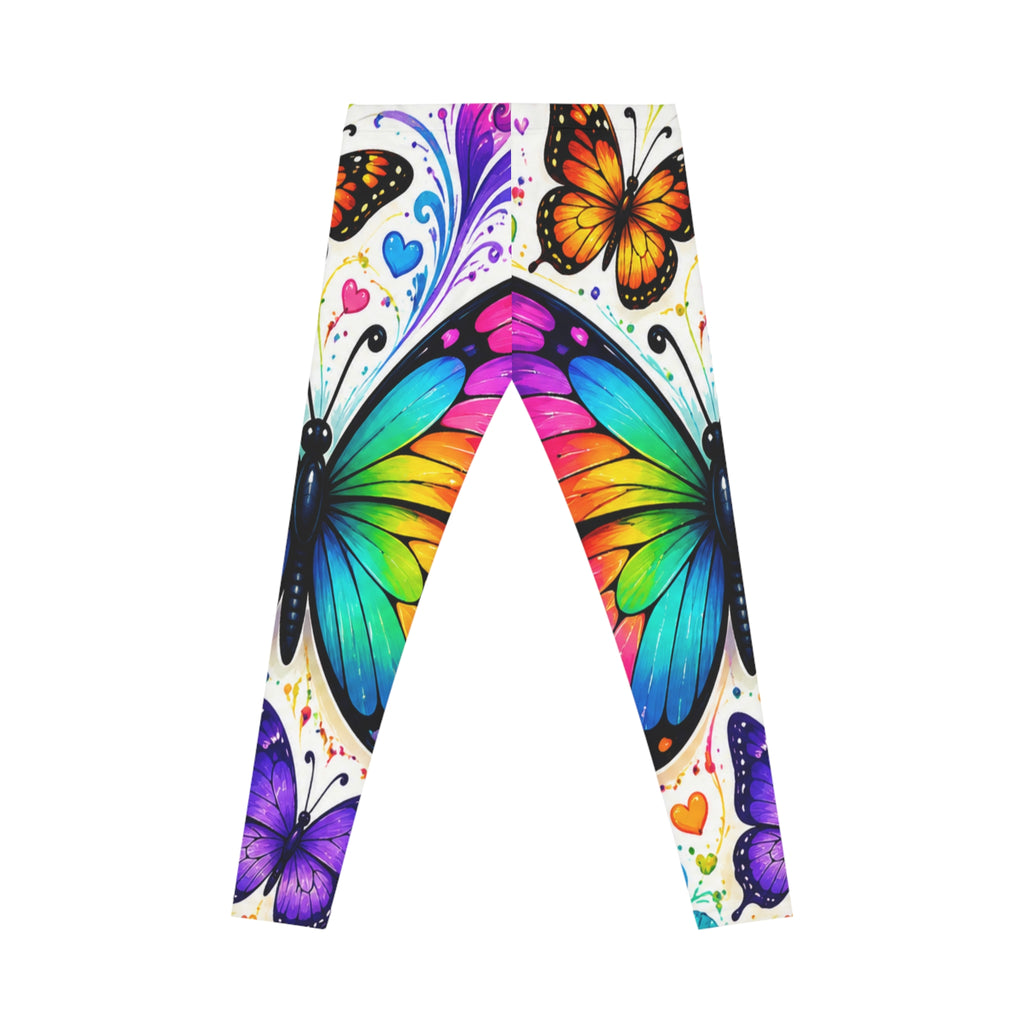 Rainbow Butterfly Leggings — Women's Colorful All-Over Print Yoga & Casual Tights