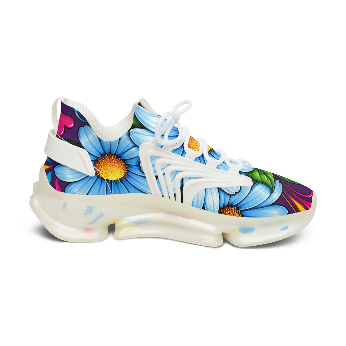 Floral Daisy Mesh Sneakers — Lightweight Women's Athletic Shoes