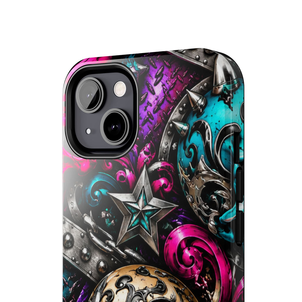 Skull & Stars Tough Phone Case | Colorful Gothic Skull Phone Case