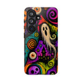 Halloween Ghost Phone Case — Colorful Spooky Skull & Haunted House Tough Case