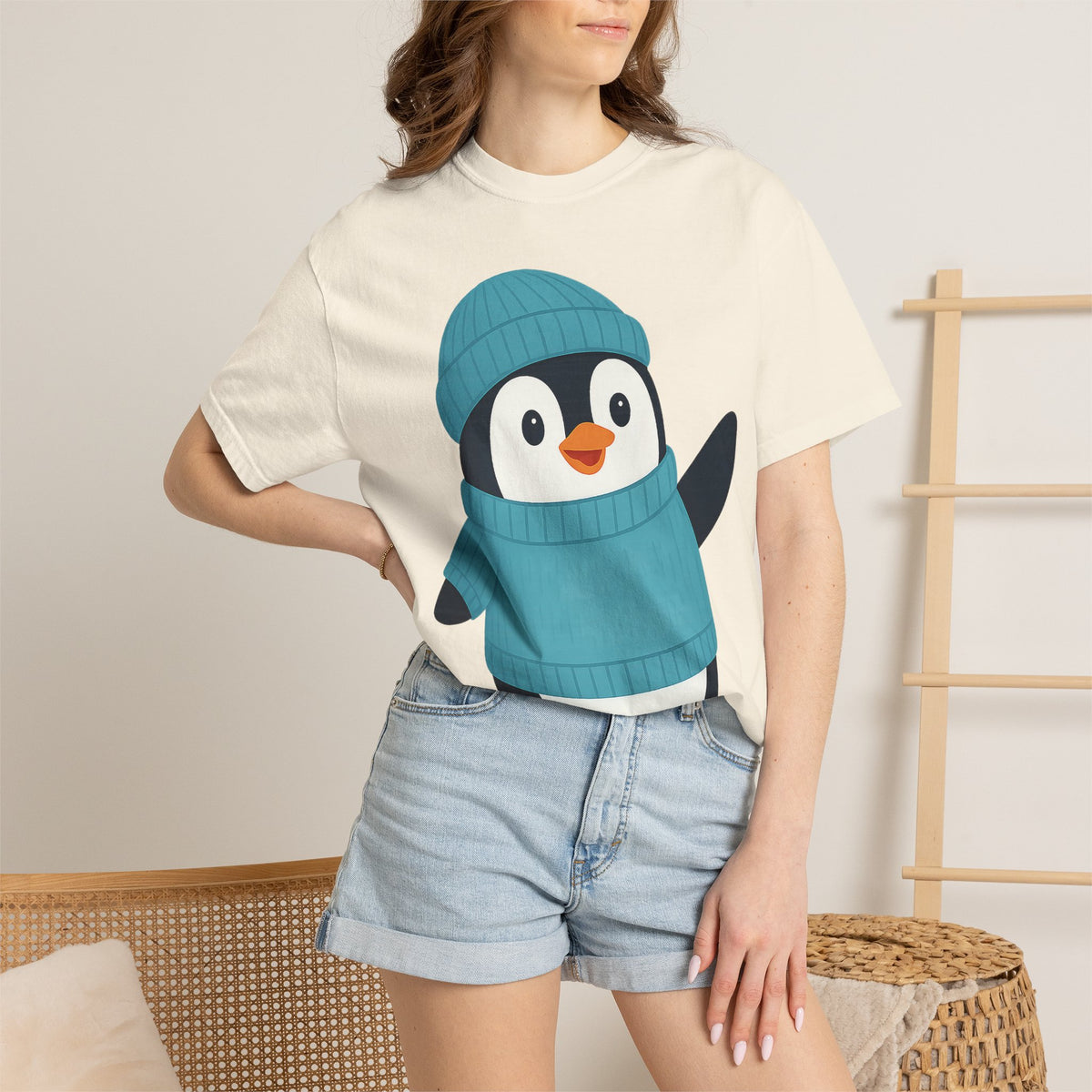 Cute Penguin in Blue Knit Tee