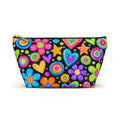 Bright Retro Hearts & Flowers Accessory Pouch