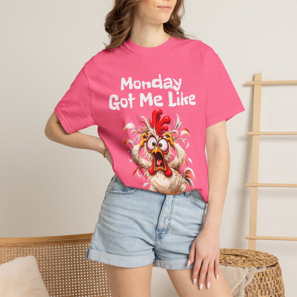 Copy of Monday Got Me Like T-Shirt — Funny Cartoon Chicken Graphic Tee