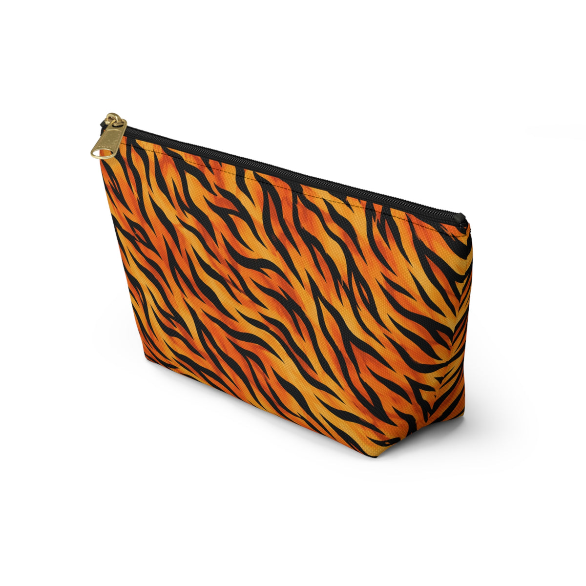 Tiger Stripe Accessory Pouch - Orange T-Bottom Makeup Bag