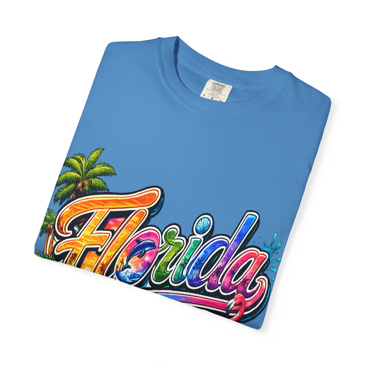 Florida Retro Palm Beach Sunset T-Shirt | Flamingo Hibiscus