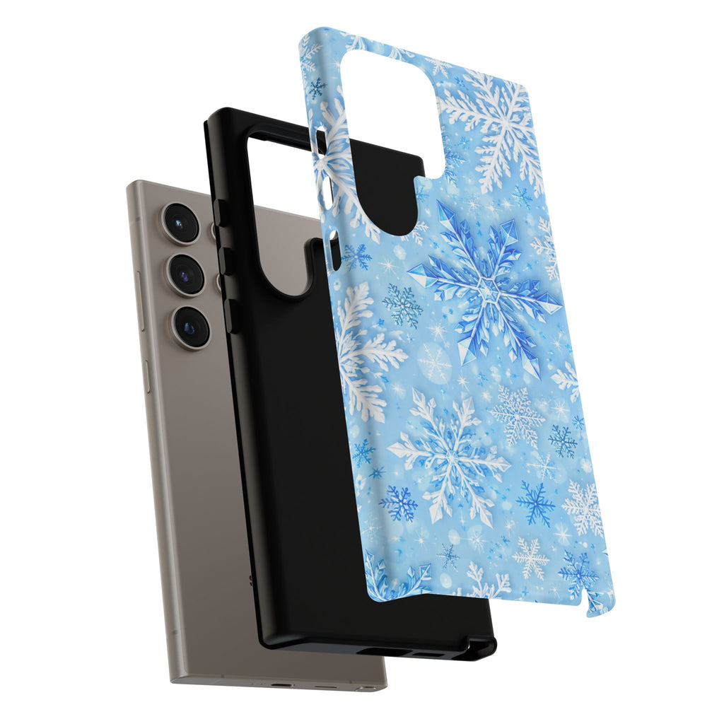 Winter Snowflake Tough Phone Case — Blue Holiday Protective Cover
