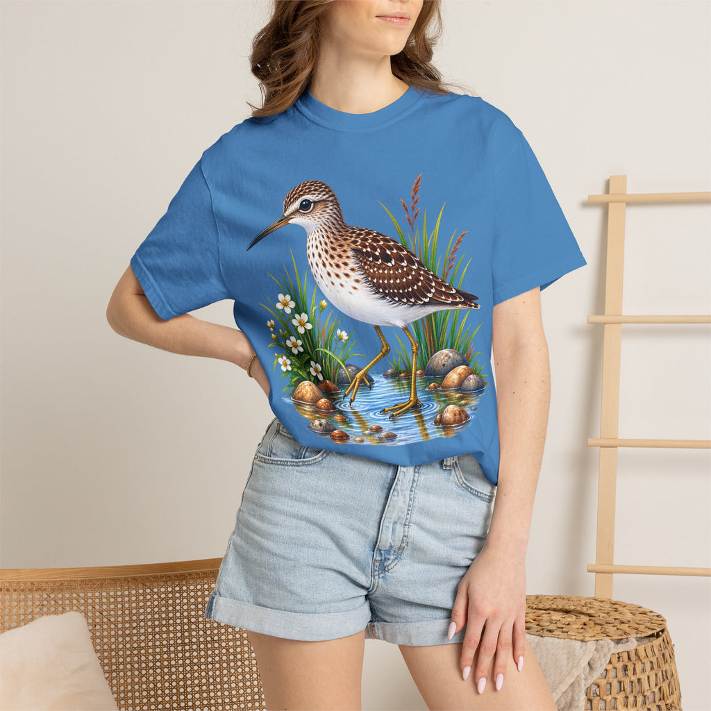 Shorebird Illustration T-Shirt — Marsh Sandpiper Graphic Tee