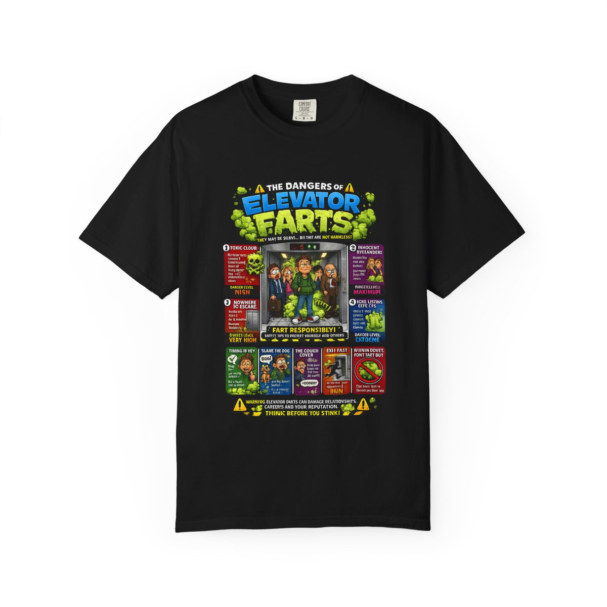 Elevator Farts chart T-shirt | Funny Bathroom Humor Tee