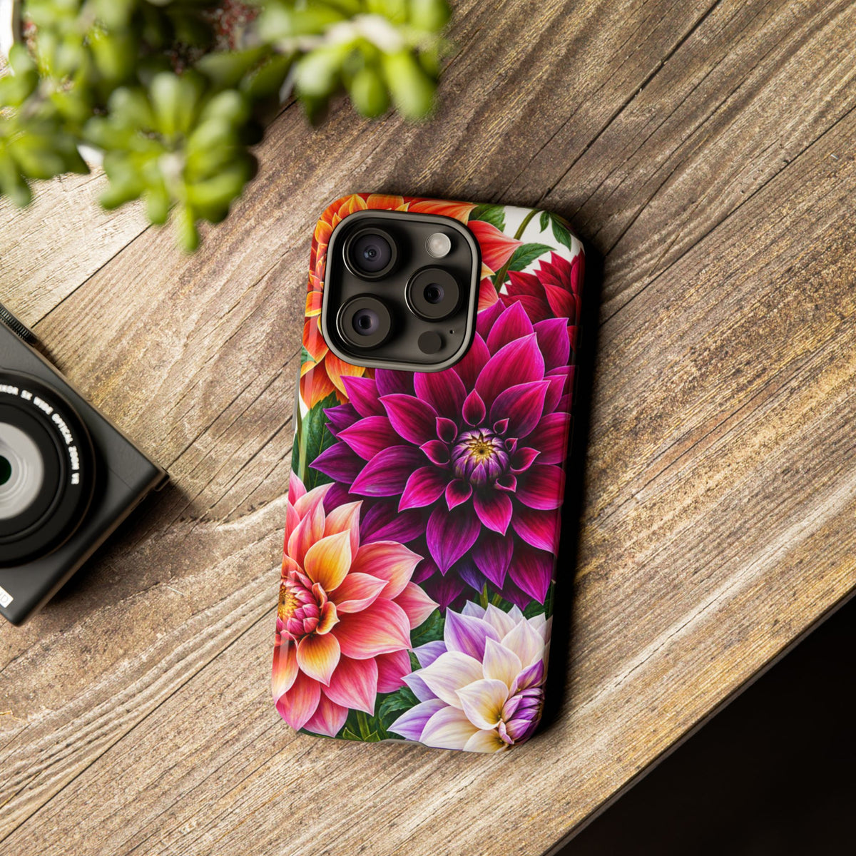 Floral Dahlia Tough Phone Case — Vibrant Protective Floral Phone Cover
