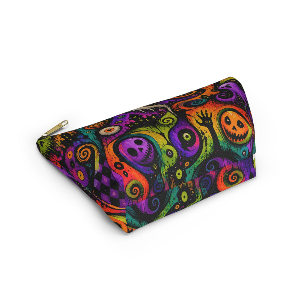 Neon Spooky Halloween Faces Accessory Pouch