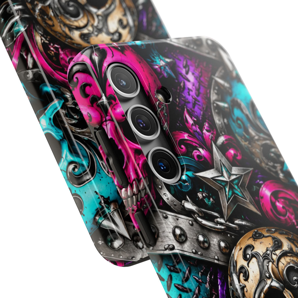 Skull & Stars Tough Phone Case | Colorful Gothic Skull Phone Case