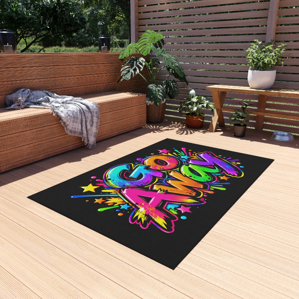 Outdoor Rug — Colorful Graffiti "GO AWAY" Doormat
