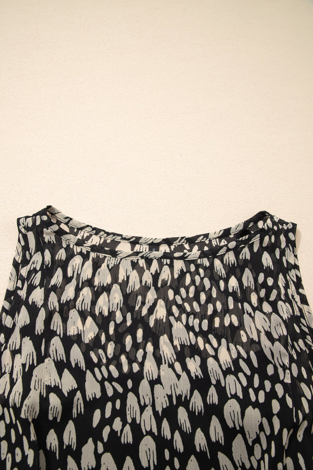 Abstract Dotted Sleeveless Maxi Dress