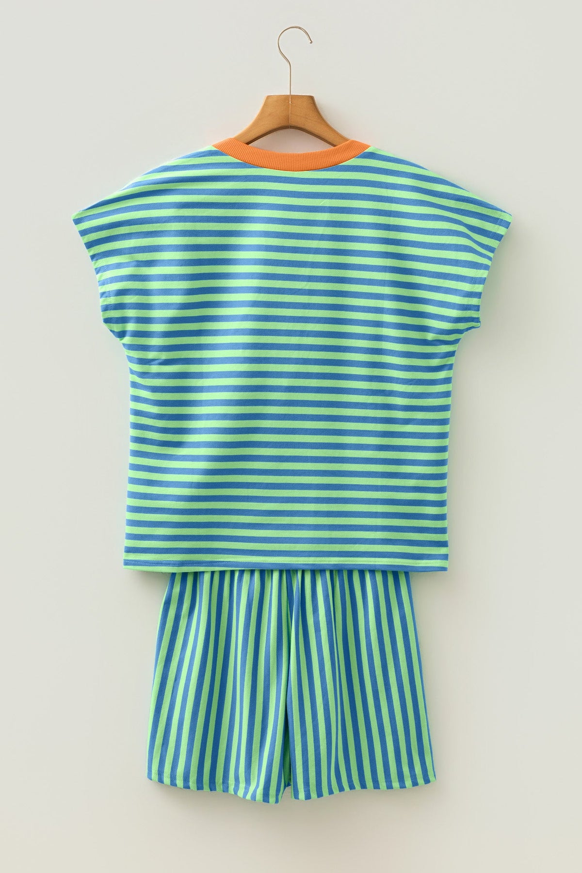 Stripe Colorblock V-Neck Tee & Drawstring Short Set