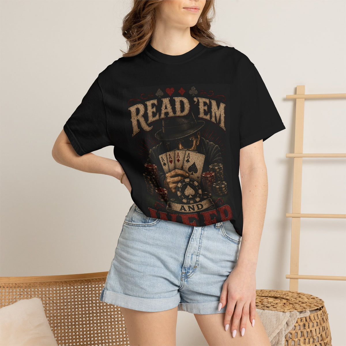 Read 'Em and Weep T-shirt | Poker Skull Cards, Vintage Gambling Tee