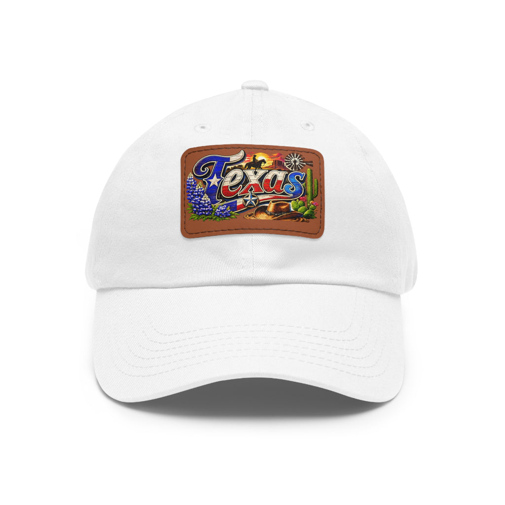Texas Leather Patch Dad Hat | Retro Lone Star Patch Cap