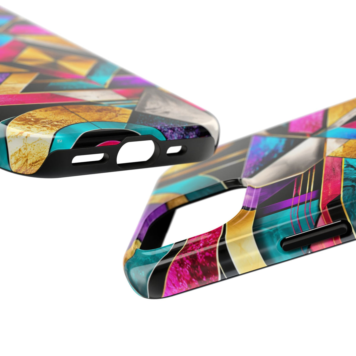 Geometric Art Deco Tough Phone Case — Vibrant Gold, Teal & Magenta Pattern