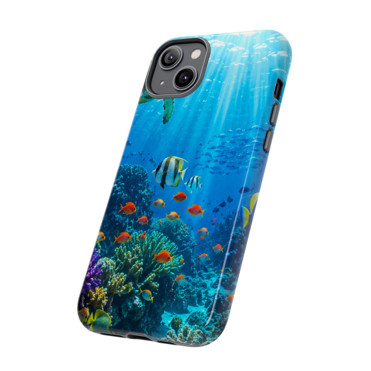 Underwater Ocean Life Tough Phone Case — Coral Reef & Sea Turtle Protective Cover